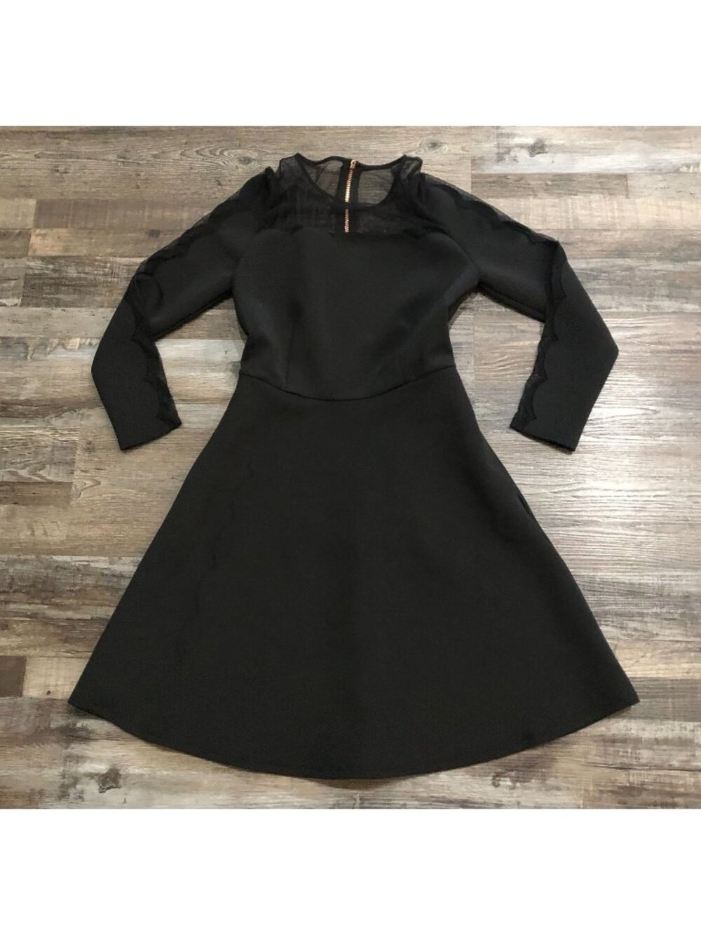 Ted Baker Kikoh Mesh-Panel Skater Dress Size 1X Black